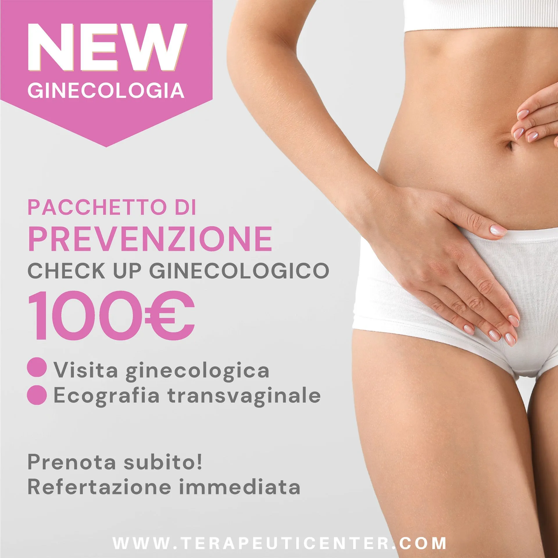 LA PREVENZIONE TI SALVA LA VITA CHECK UP GINECOLOGICO Si consiglia di effettuare check-up ginecologico annualmente, anche in assenza di sintomi, per ridurre la possibilità che si sviluppino delle patologie.